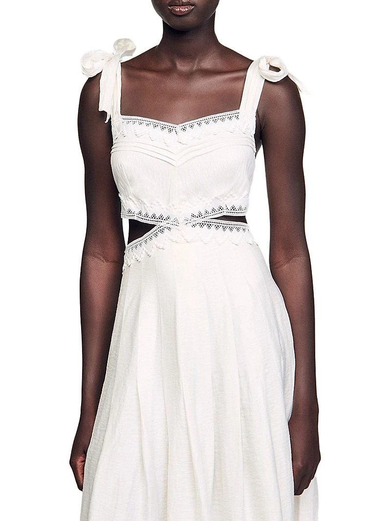 Lace Trim Midi Dress