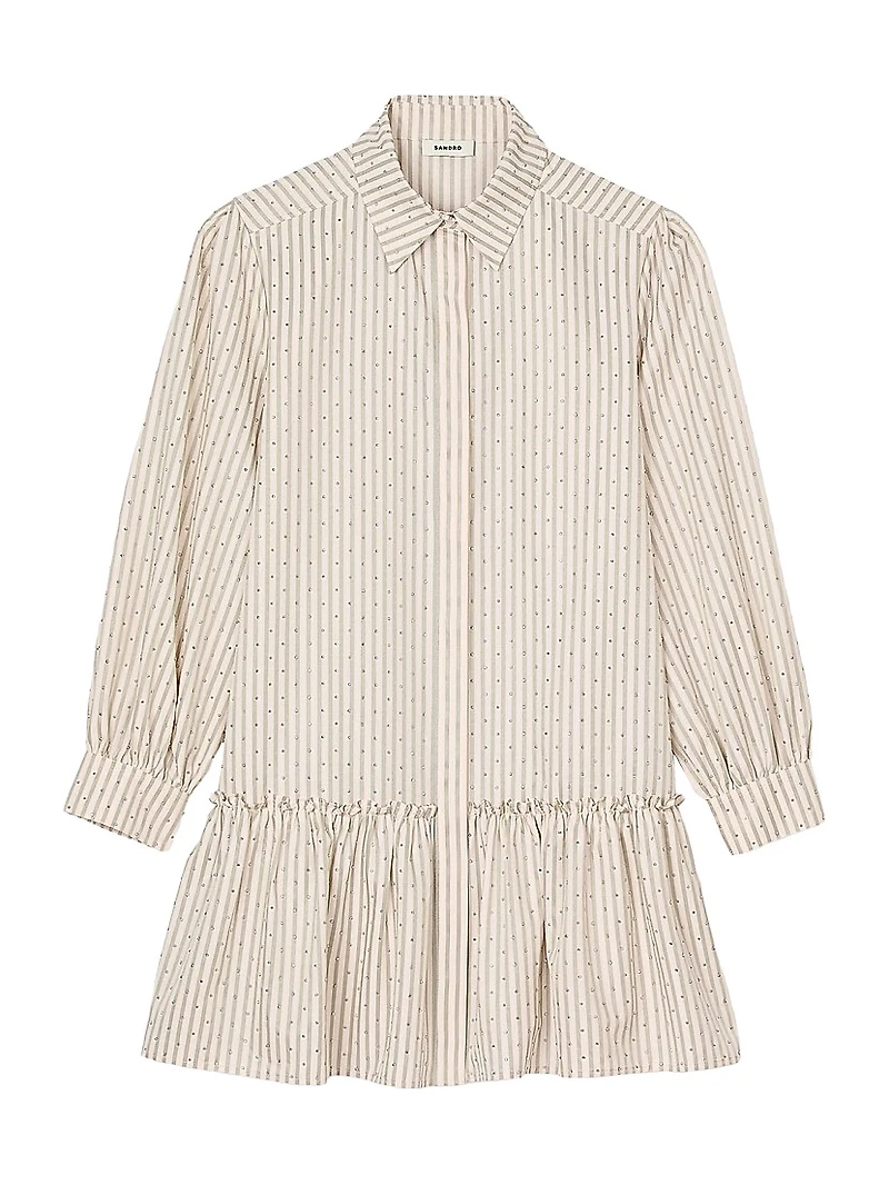 Rhinestone Striped Shirt Dress