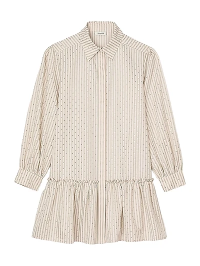 Rhinestone Striped Shirt Dress