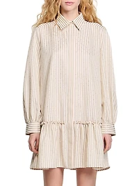Rhinestone Striped Shirt Dress