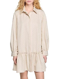 Rhinestone Striped Shirt Dress