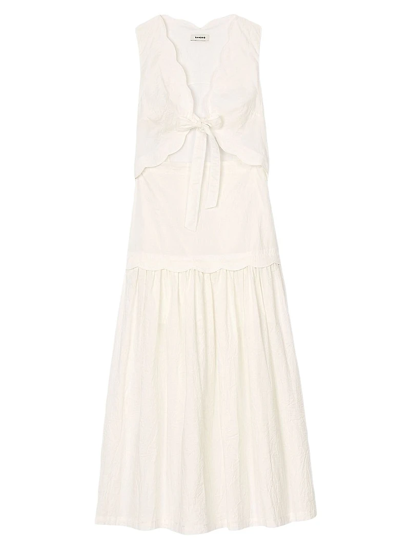 Crinkled Maxi Dress with Bow