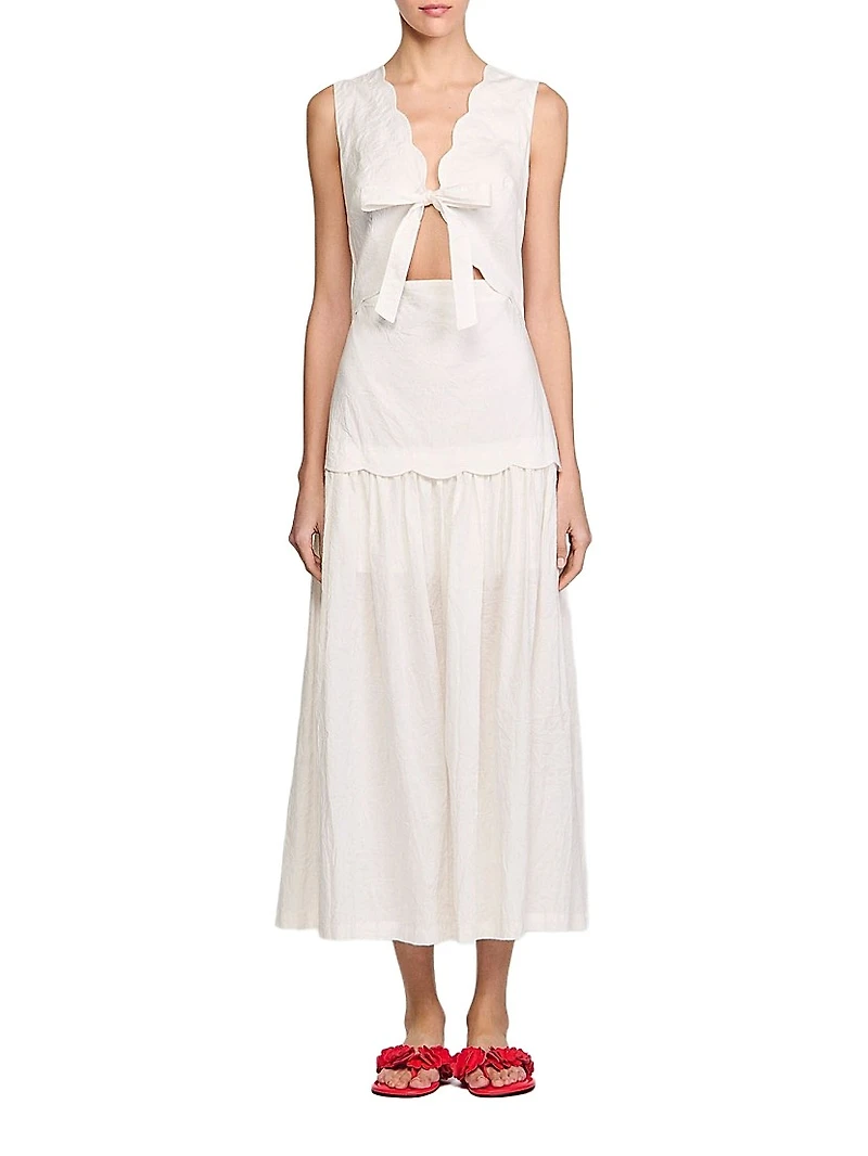 Crinkled Maxi Dress with Bow