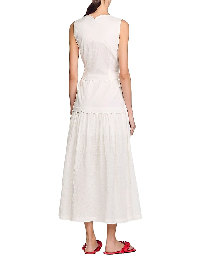 Crinkled Maxi Dress with Bow