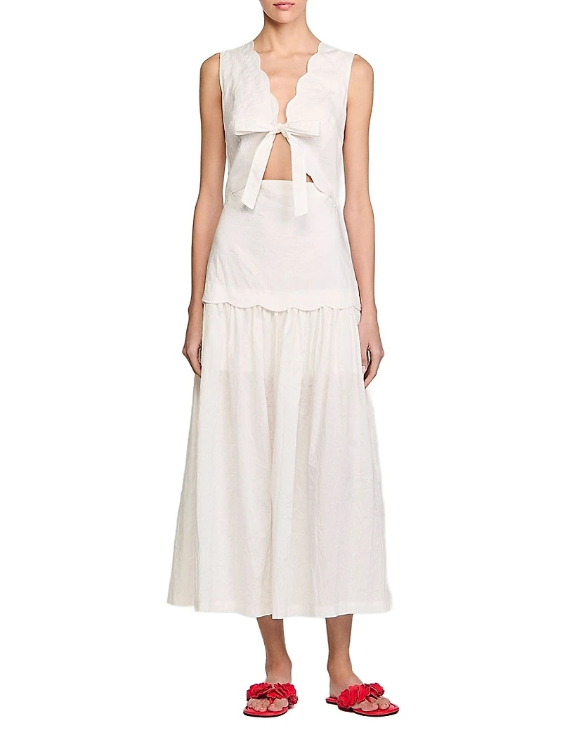 Crinkled Maxi Dress with Bow