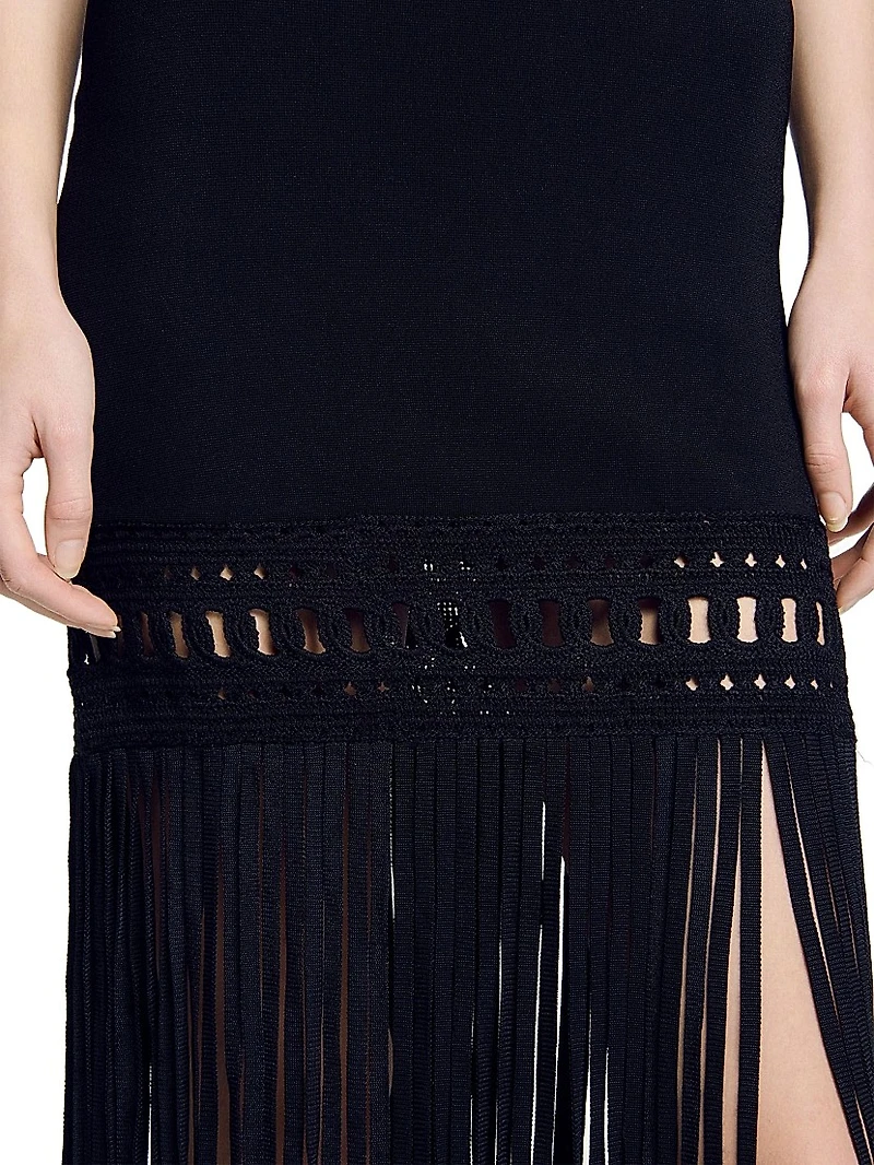 Fringed Knit Dress