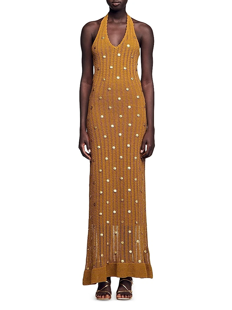 Maxi Knit Dress with Fringes