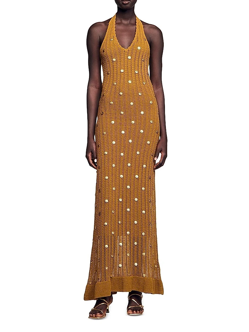 Maxi Knit Dress with Fringes