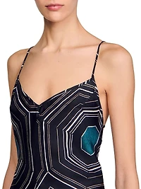 Patterned Silk Maxi Dress