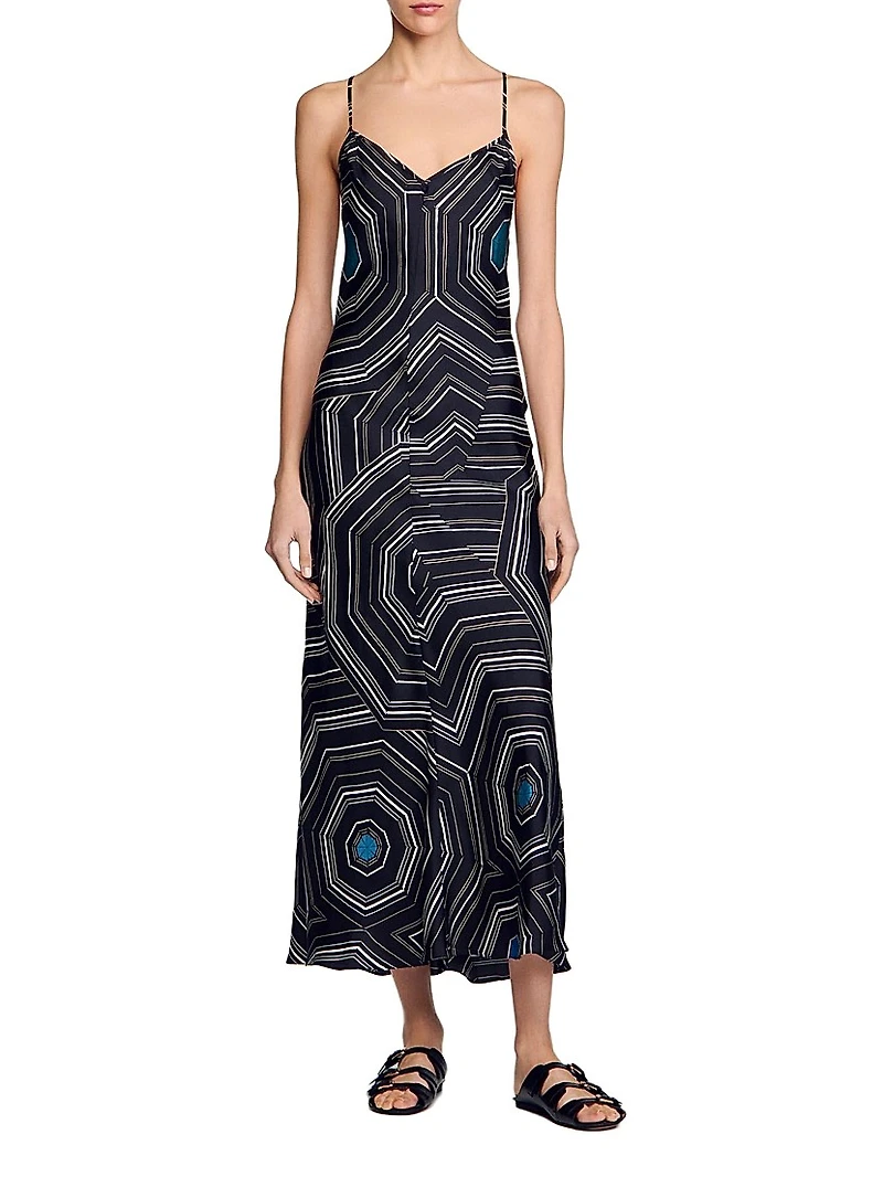Patterned Silk Maxi Dress