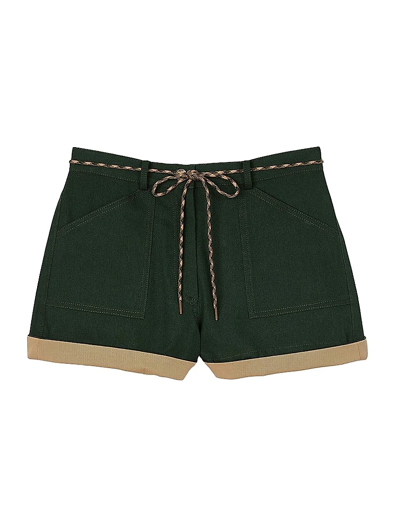 Two-Tone Drawstring Waist Shorts