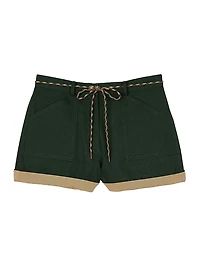 Two-Tone Drawstring Waist Shorts