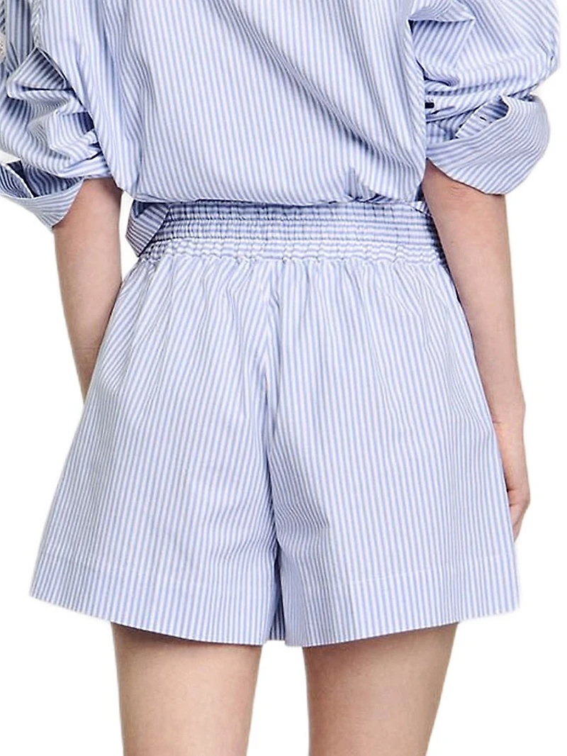 Striped Shorts with Flower Details