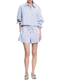 Striped Shorts with Flower Details