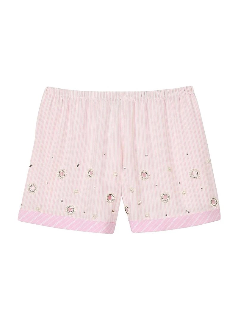 Rhinestone Striped Shorts
