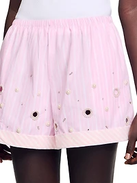 Rhinestone Striped Shorts