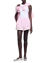 Rhinestone Striped Shorts