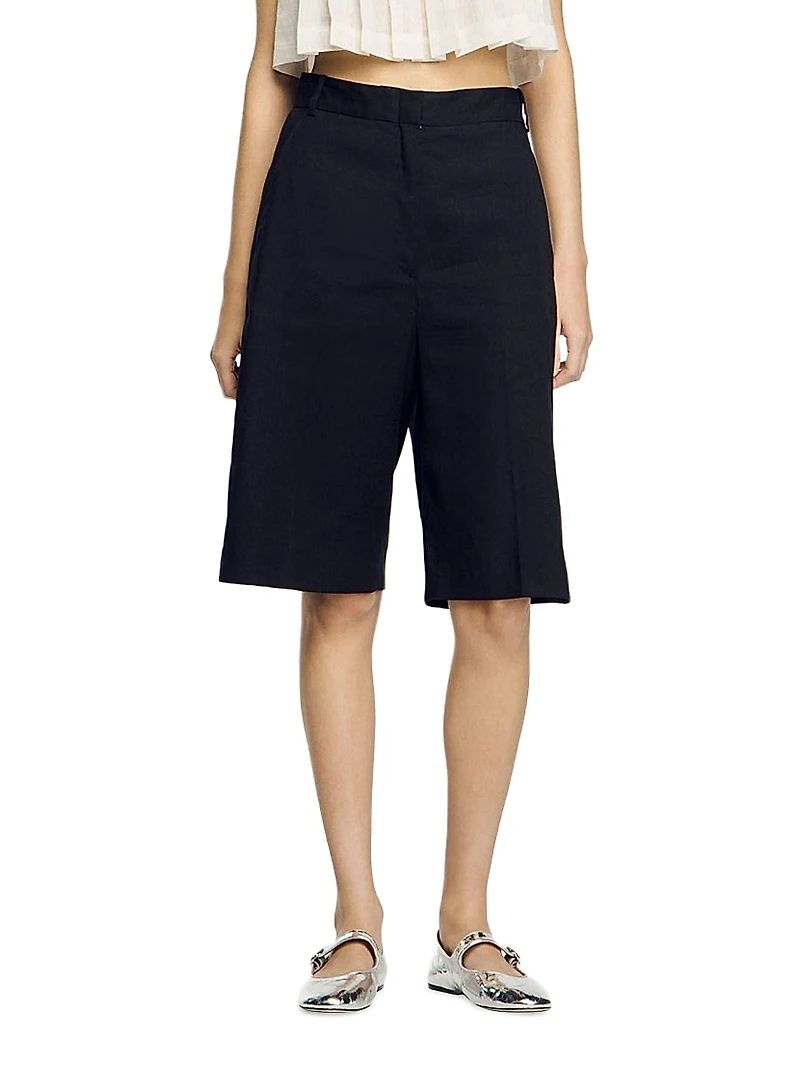 Linen-Blend Bermuda Shorts