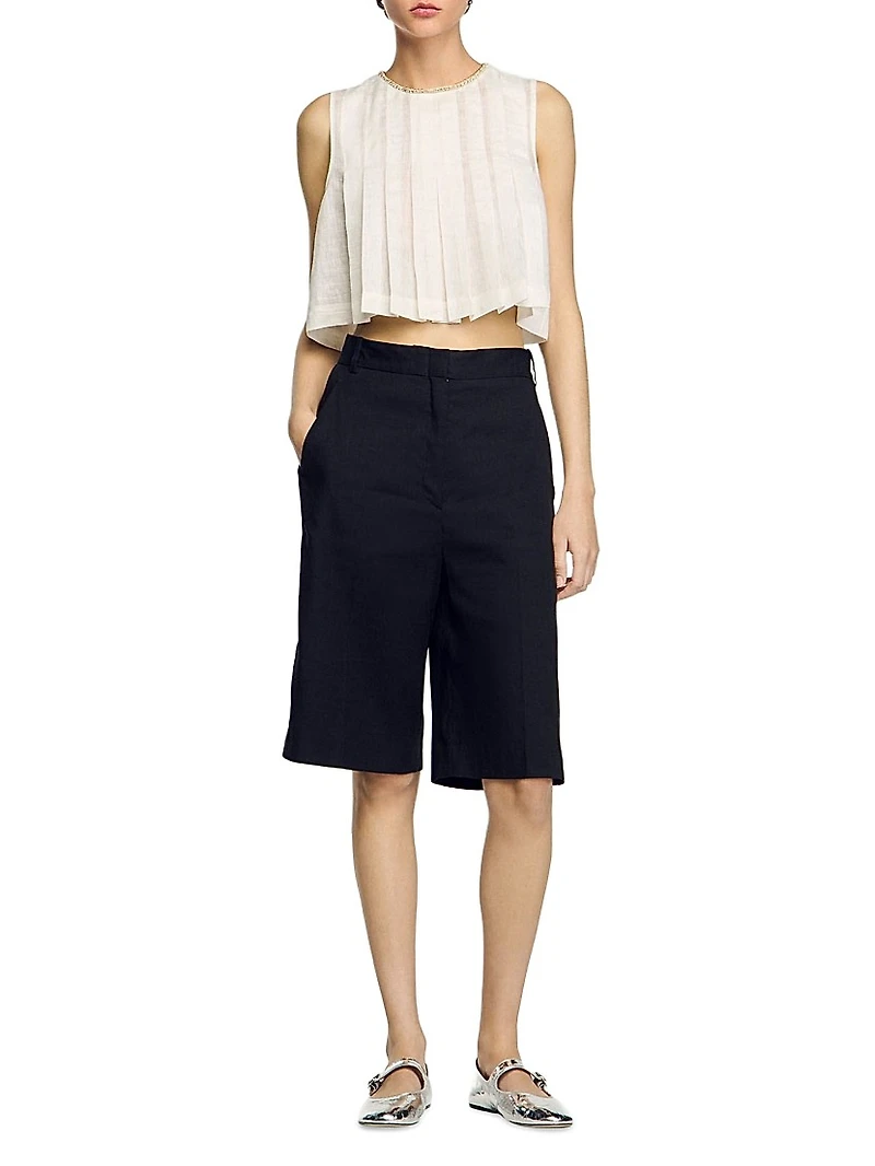 Linen-Blend Bermuda Shorts