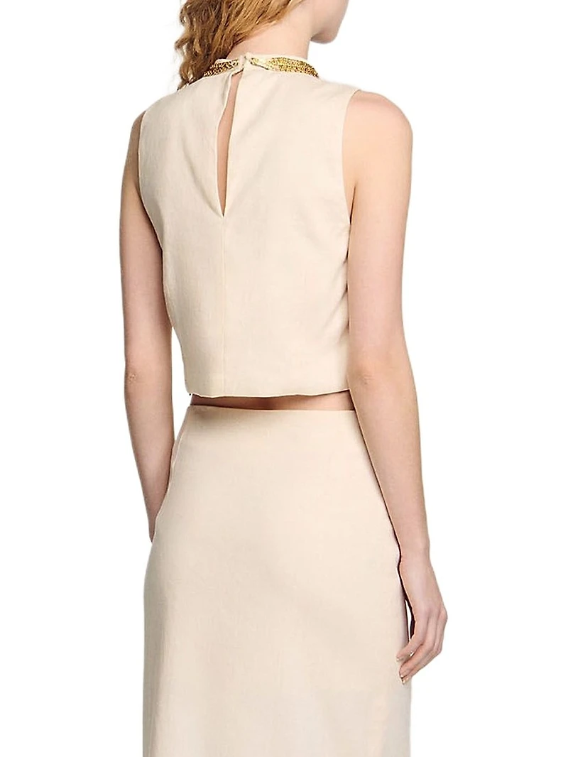 Knit Crop Top with Necklace