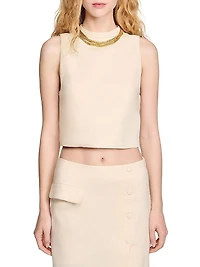 Knit Crop Top with Necklace