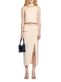 Knit Crop Top with Necklace