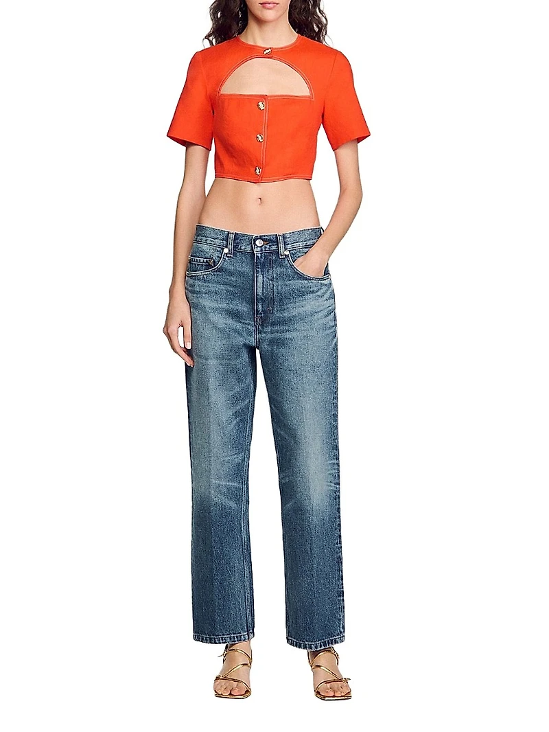 Crop Top with Cutout Design