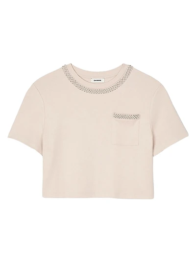 T-Shirt with Rhinestone Details