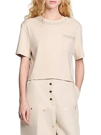 T-Shirt with Rhinestone Details