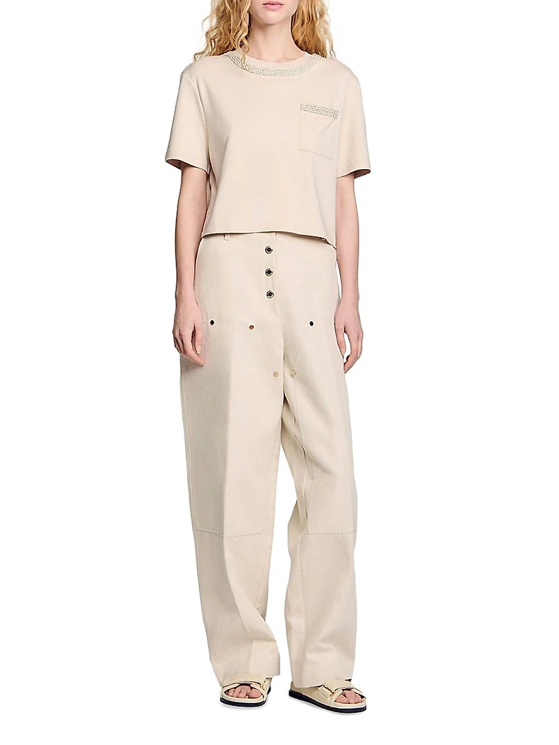 T-Shirt with Rhinestone Details