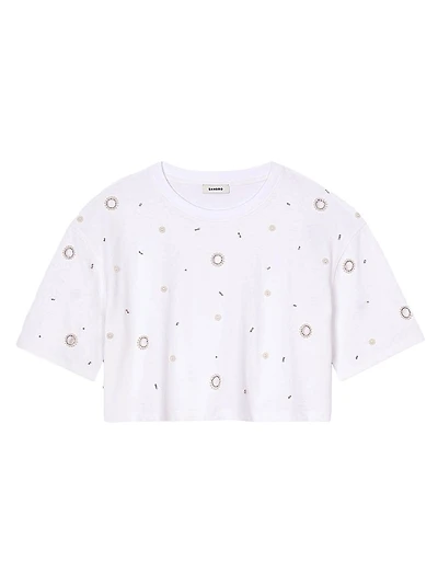 Cropped Pearl Bead T-Shirt