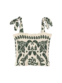 Floral Motif Smocked Top