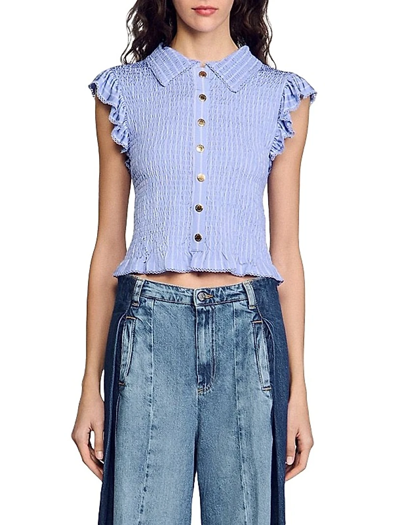 Striped Smocked T-Shirt