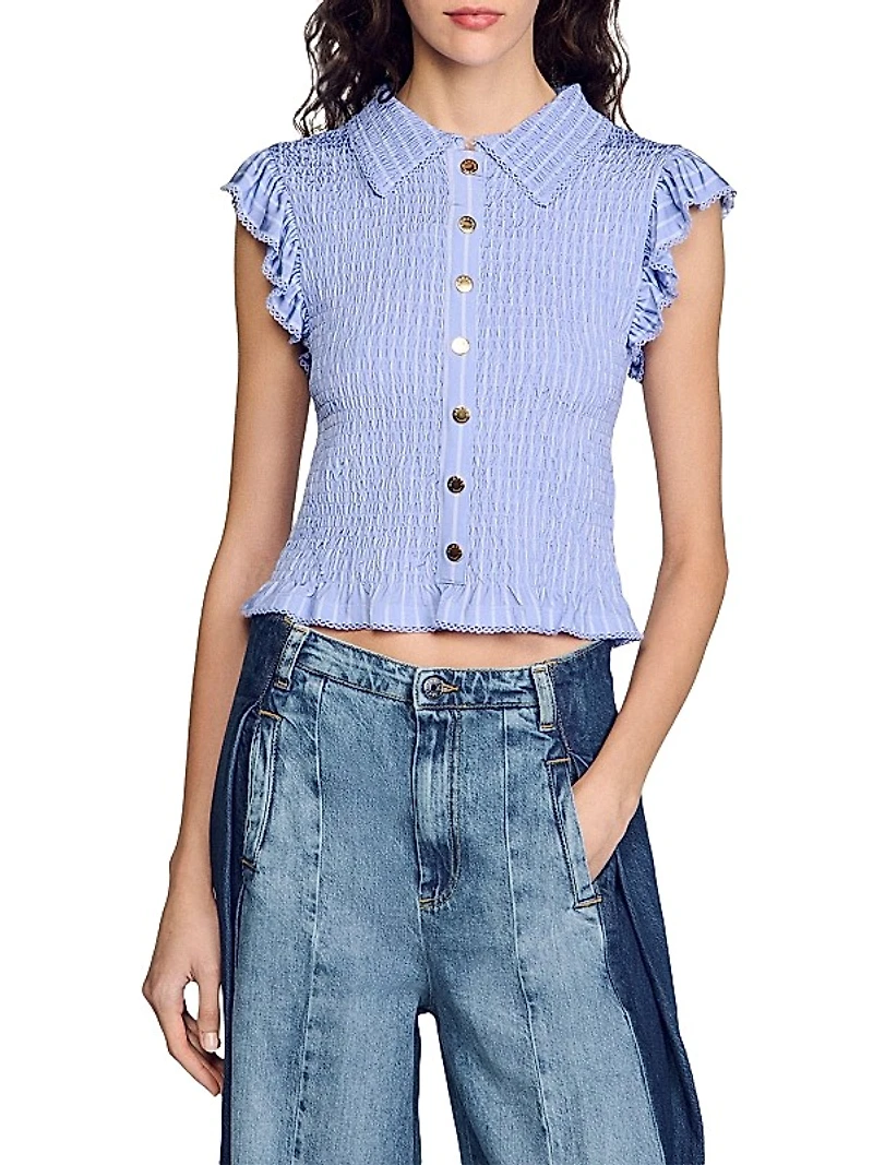 Striped Smocked T-Shirt