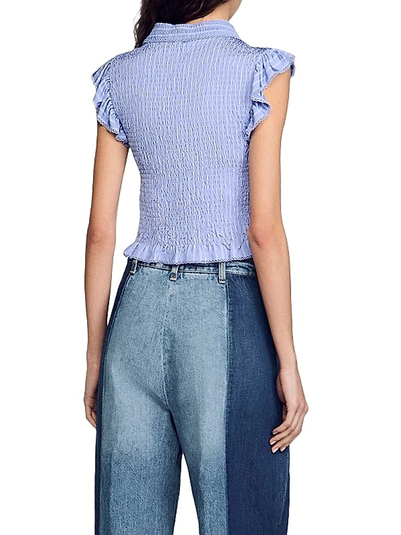Striped Smocked T-Shirt