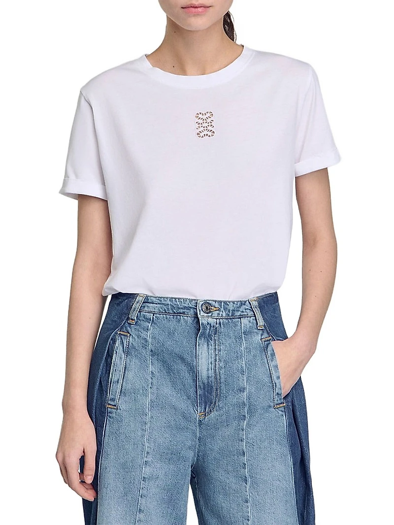 Cotton T-Shirt with Embroidery