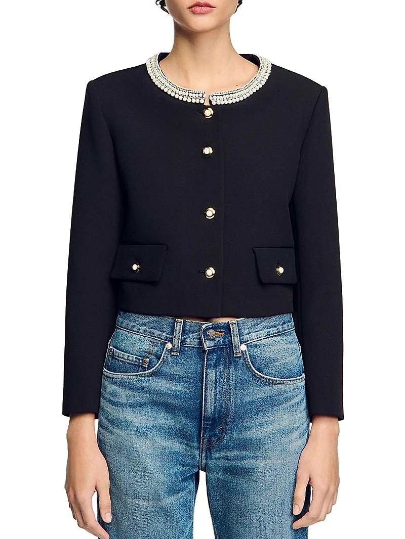 Jacket with Beaded Collar