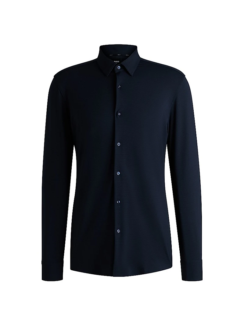 Slim-Fit Shirt Structured Performance-Stretch Jersey