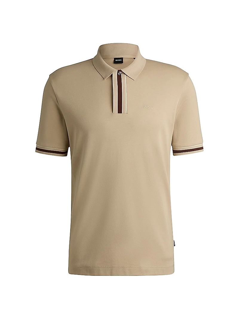 Interlock-Cotton Polo Shirt with Contrast Tipping