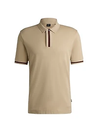 Interlock-Cotton Polo Shirt with Contrast Tipping