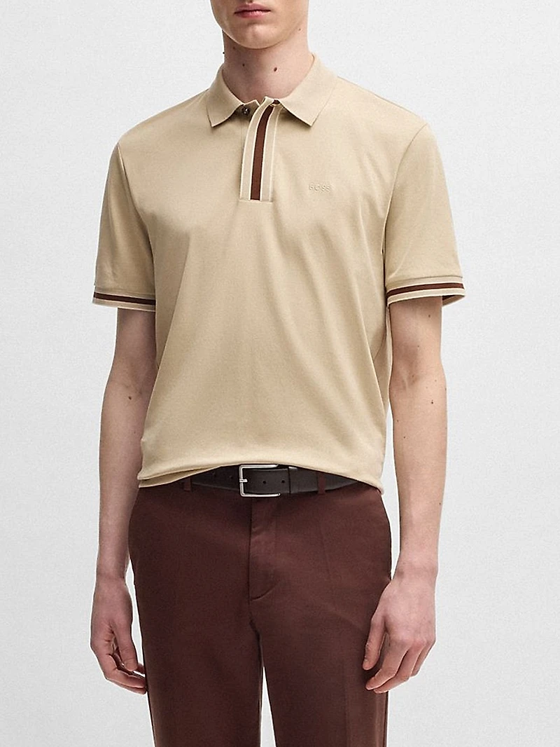Interlock-Cotton Polo Shirt with Contrast Tipping