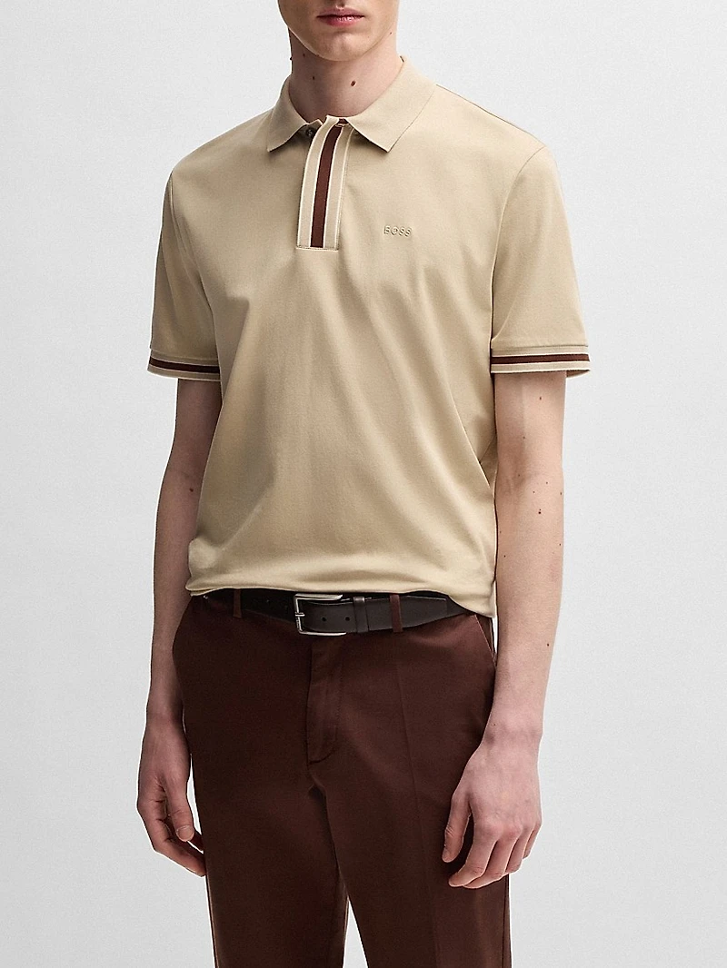 Interlock-Cotton Polo Shirt with Contrast Tipping
