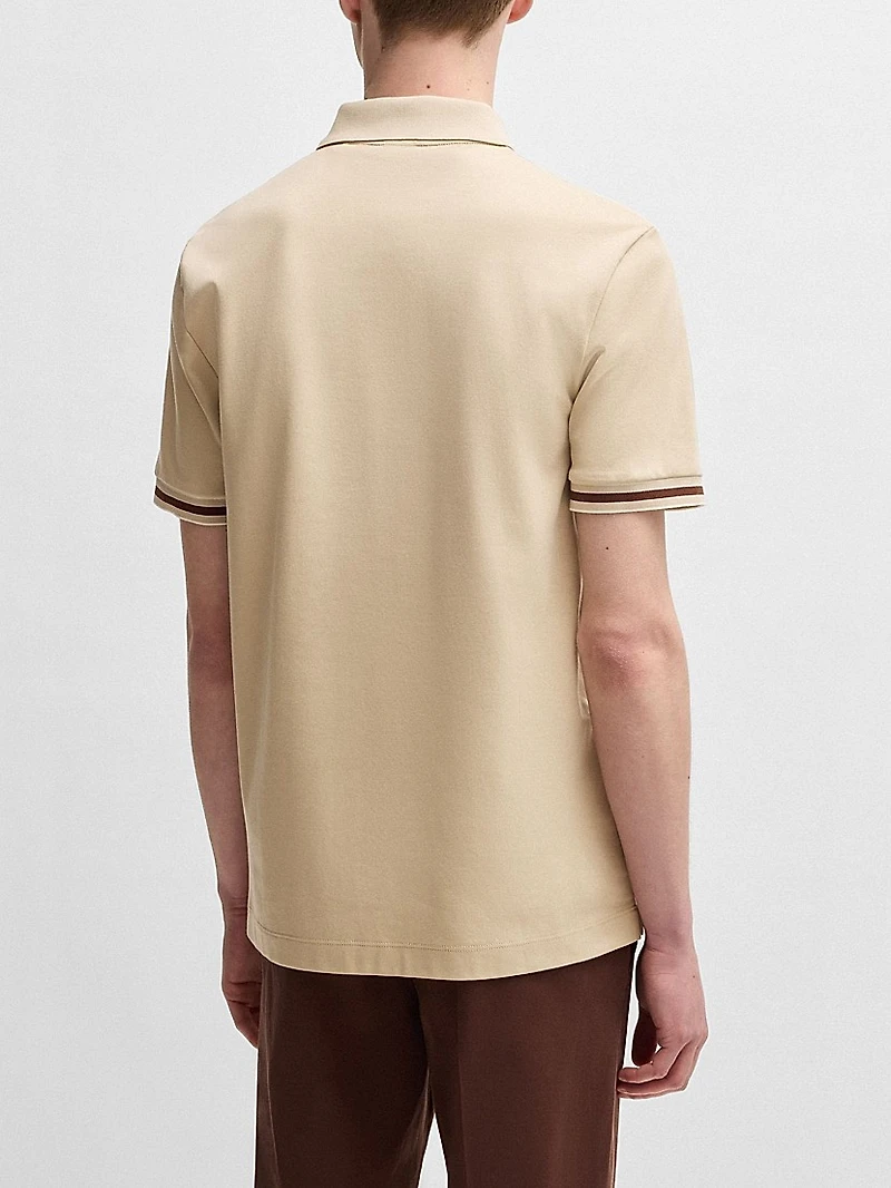 Interlock-Cotton Polo Shirt with Contrast Tipping