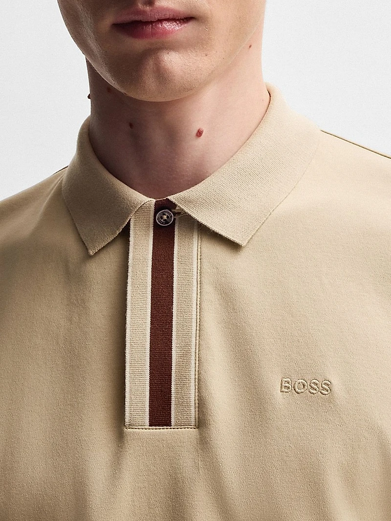 Interlock-Cotton Polo Shirt with Contrast Tipping