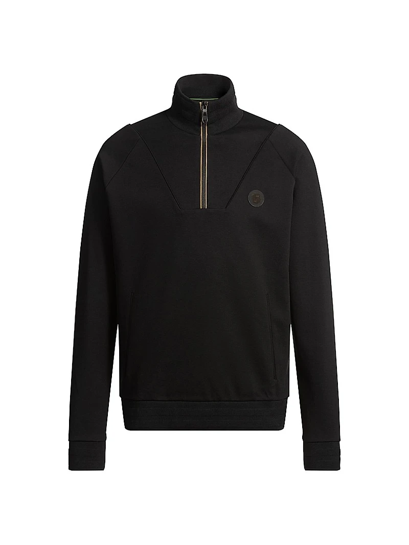 Cotton Zip-Neck Sweatshirt with Double B Monogram