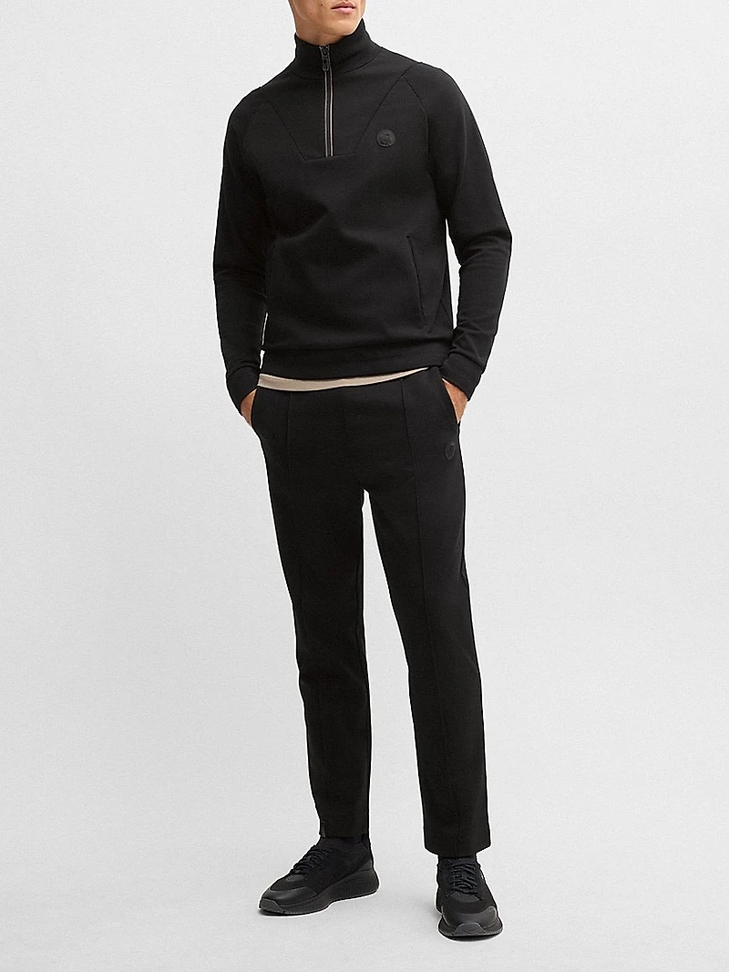 Cotton Zip-Neck Sweatshirt with Double B Monogram