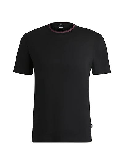 Mercerized-Cotton Slim-Fit T-Shirt with Collar Stripe