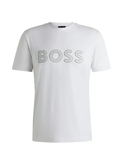 Stretch-Cotton T-Shirt with Large Logo