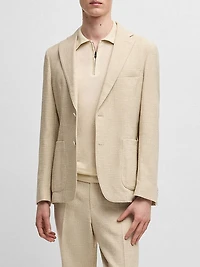 Linen-Blend Sweater with Zip Placket