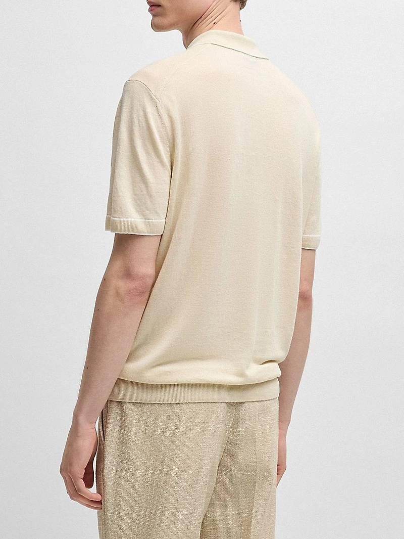 Linen-Blend Sweater with Zip Placket